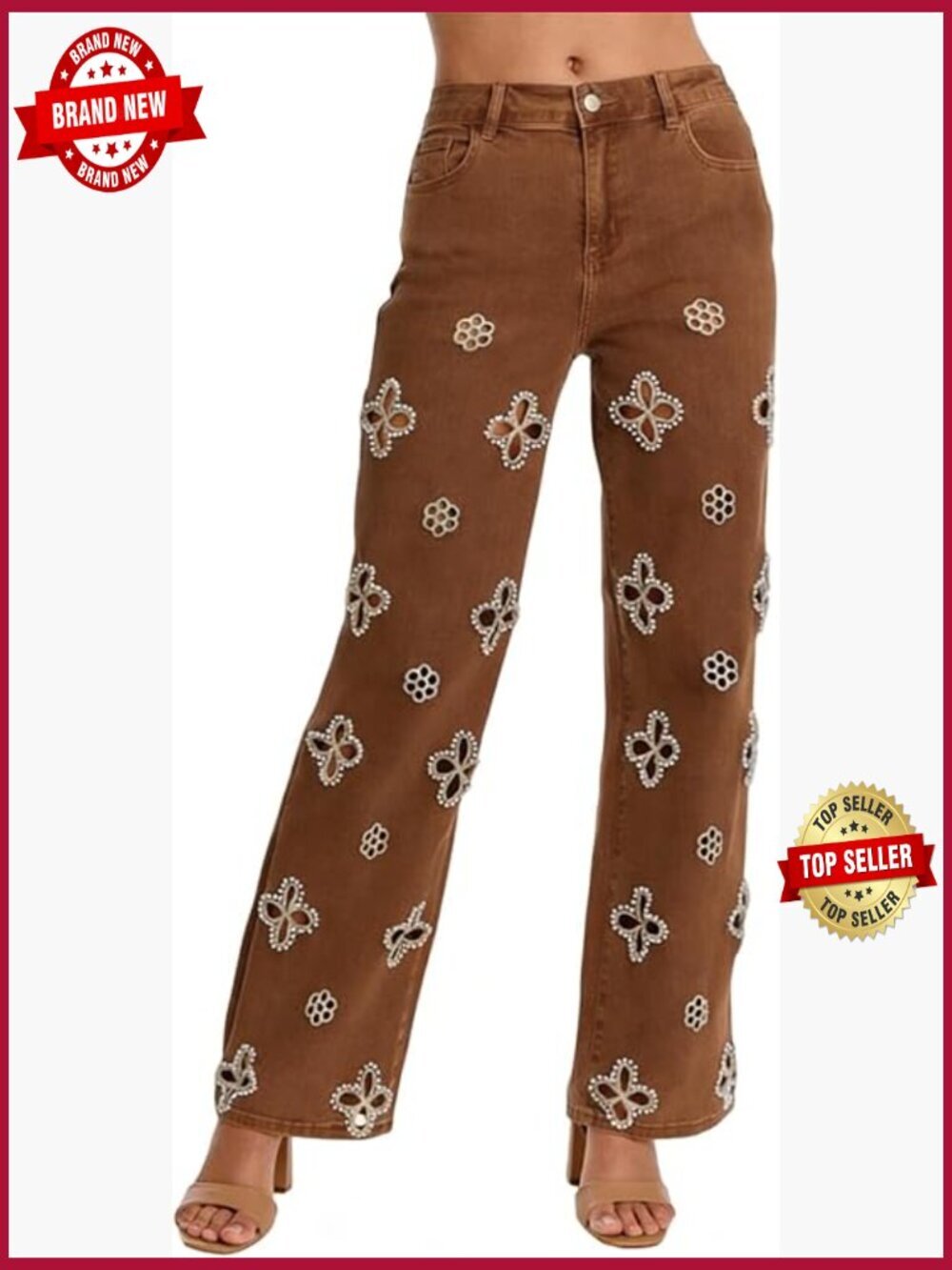High Waist Straight Leg Jeans with Grommet Details Y2K Streetwear